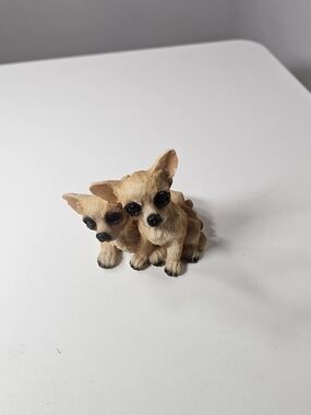 Chihuahua Twin Dog Figurine in Tan and Black